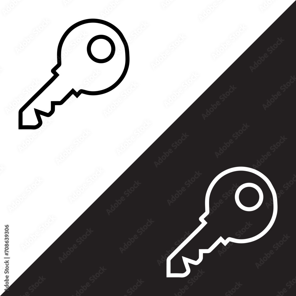 Key icon vector. Key sign symbol in trendy flat style. Key vector icon illustration isolated on white and black background Key icon vector. Key sign symbol in trendy flat style. Key vector icon illustration isolated on white and black background