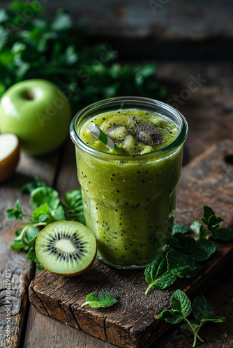 Fresh and healthy green apple kiwi smoothie