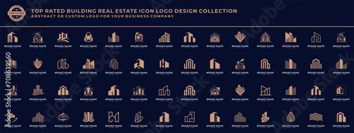Abstract building real estate logos collection. Geometric abstract logos icon design