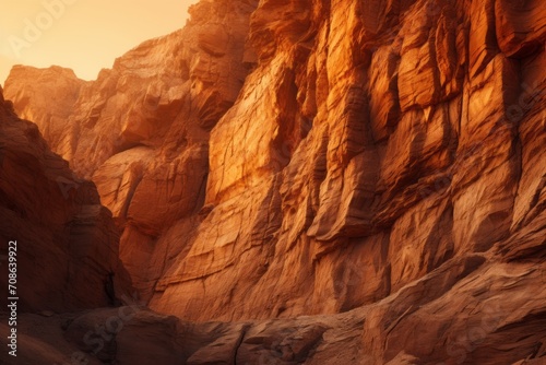 Rugged canyon walls glowing under the warm light of sunset
