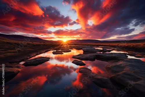 Stunning sunset casting warm hues across an expansive natural landscape