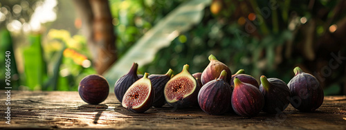 figs in a wooden background on a nature background.
