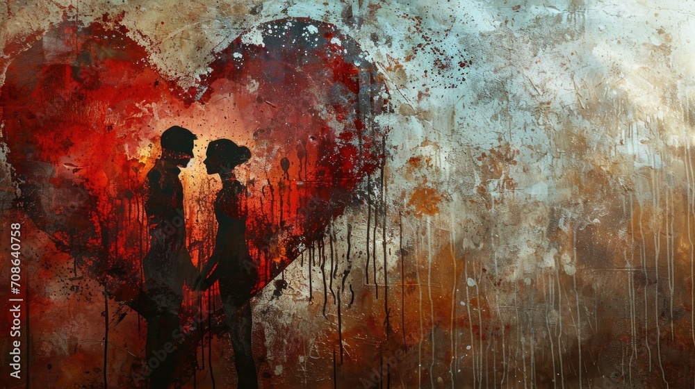 Φωτογραφία Valentine's day background. Silhouettes of loving couple