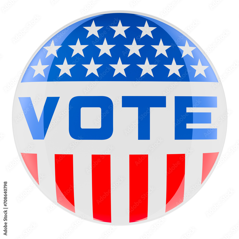 Badge Vote with the USA flag, 3D rendering isolated on transparent background Badge Vote with the USA flag, 3D rendering isolated on transparent background