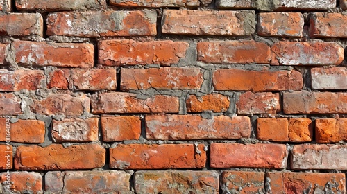 A Solid Brick Wall Constructed With Red Bricks