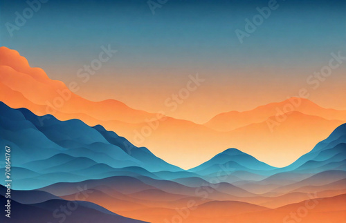 Sunrise in mountains. AI