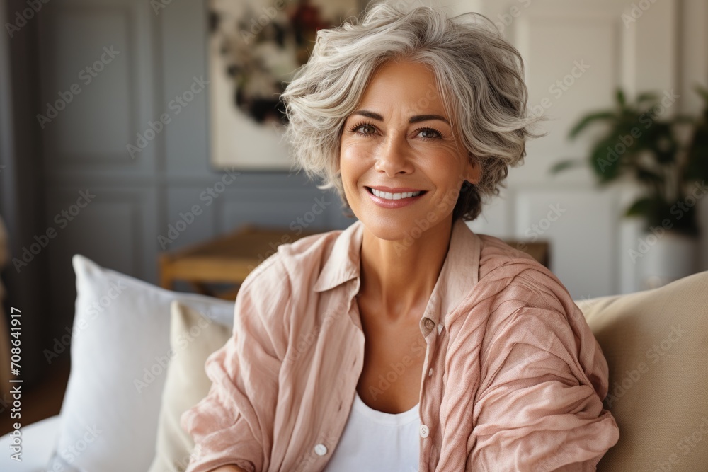 Portrait of a smiling mature woman with grey hair Portrait of a smiling mature woman with grey hair