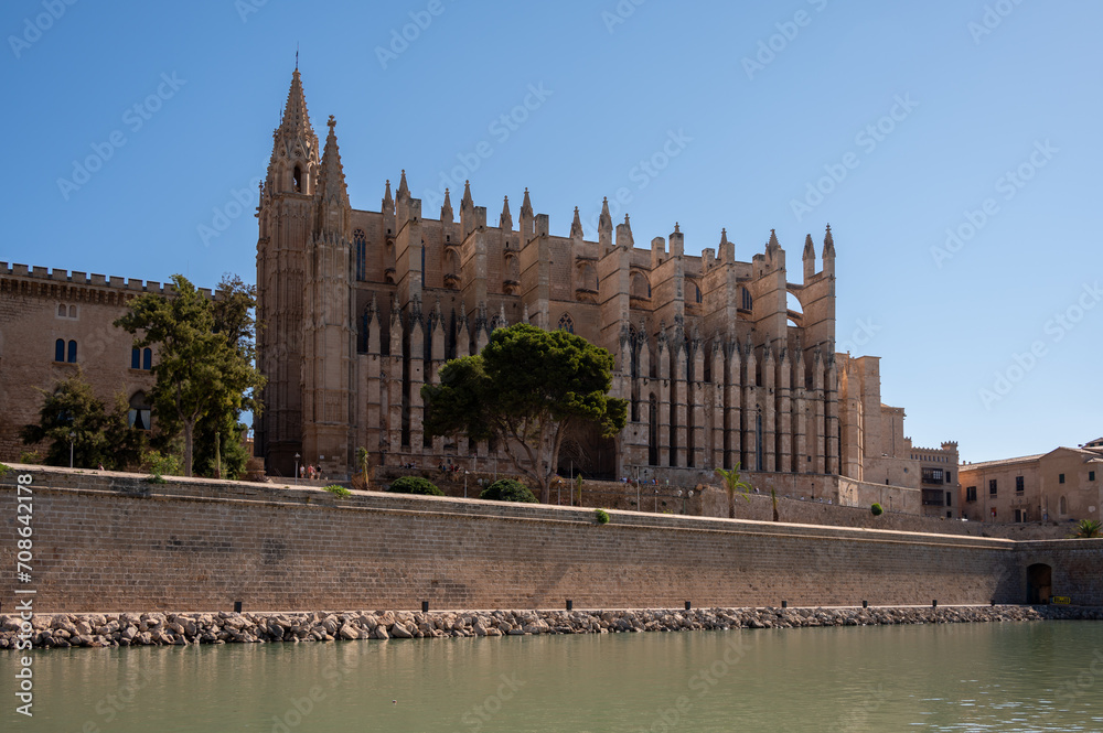 Exterior of the amazing gothic cathedral of Santa Maria de Majorica in Palma.