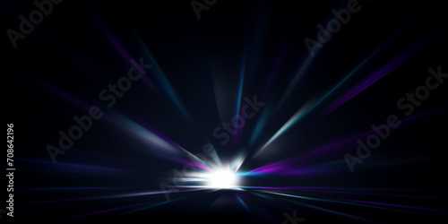 Abstract colorful, science, futuristic, energy technology concept. Digital image of light rays, stripes lines with blue light background