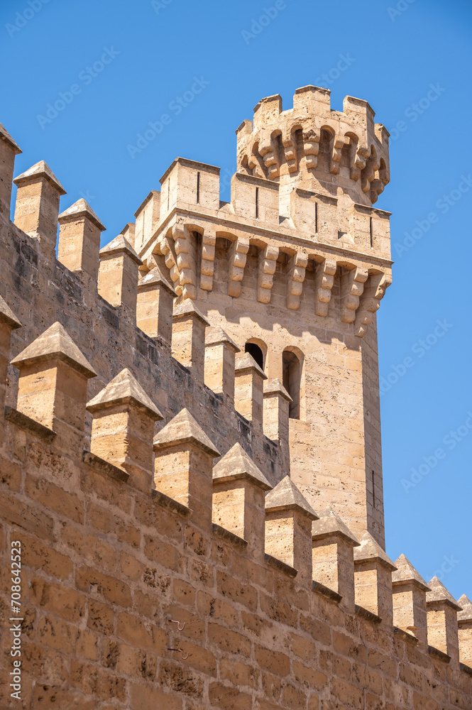 Detail of the Amazing Royal Palace of La Almudaina in Palma.
