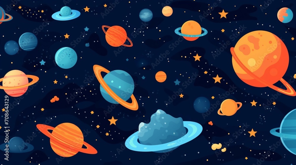 Vector space background Cute flat style template Ai Generative Vector space background Cute flat style template Ai Generative