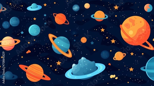 Vector space background Cute flat style template Ai Generative