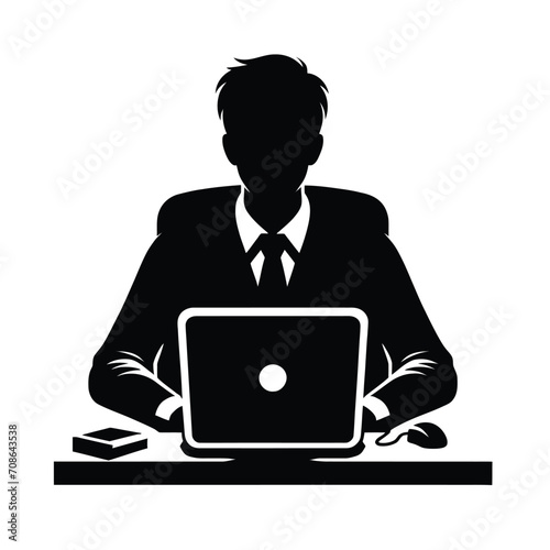 IT Professional at Workstation Silhouette