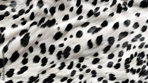 Realistic black and white long pile animal print rug or fur coat fashion