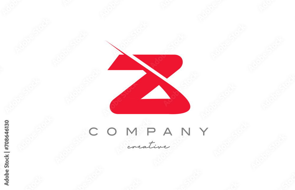 Fototapeta premium Swoosh Z colored letter logo icon design vector illustration in flat red color. creative template for business or company