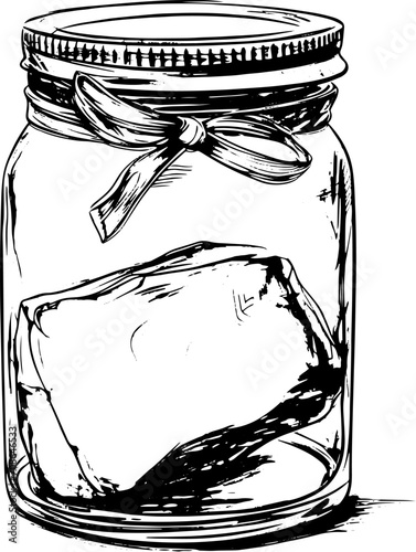 Foie gras in a jar in sketch style, vctor illustration. 