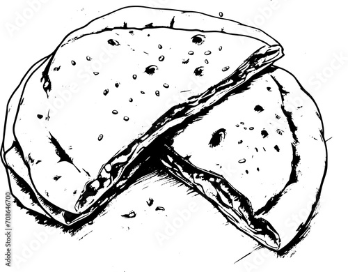 Sliced imeruli khachapuri (georgian cuisine), vector illustration.