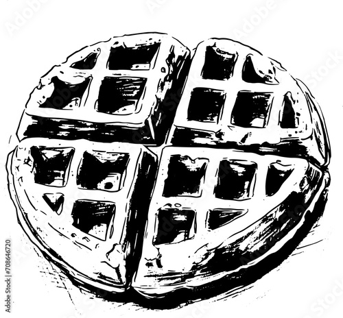 Liege belgian waffle in sketch style.