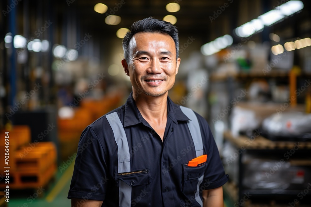 Portrait of a happy Asian male worker in a factory Portrait of a happy Asian male worker in a factory