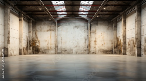 Vast Empty Industrial Warehouse AI Generated © ArquitecAi