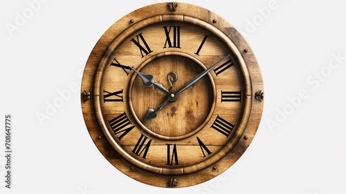 wooden clock isolated on transparent background Ai Generative