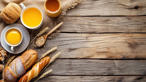 Breakfast advertisment background with copy space