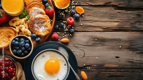 Breakfast advertisment background with copy space