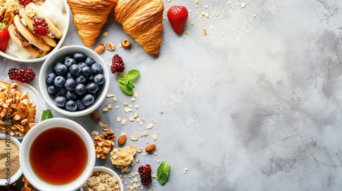 Breakfast advertisment background with copy space