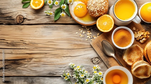 Breakfast advertisment background with copy space