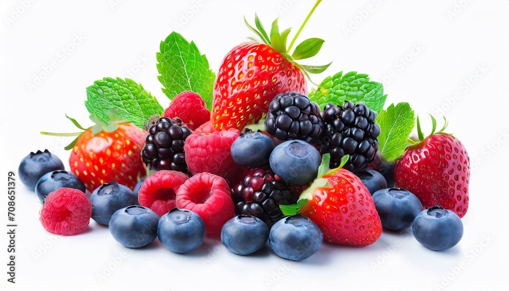 Berry Beauty on White: Ripe and Fragrant Summer Mix Berry Beauty on White: Ripe and Fragrant Summer Mix