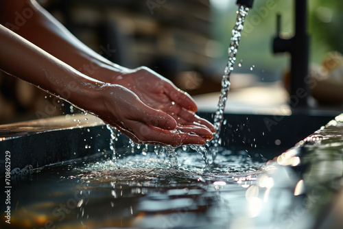 Washing Hands Under Running Water.