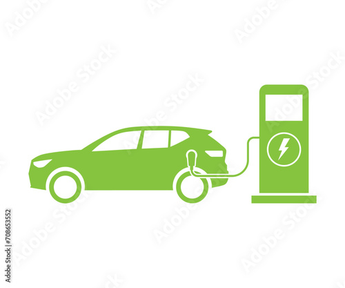 Electric car charging point icon vector.  Electric vehicle recharging point. EV charging station vector icon