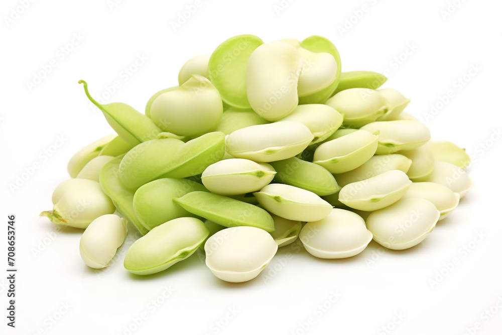 Lima Beans isolated on white background created with Generative Ai Lima Beans isolated on white background created with Generative Ai