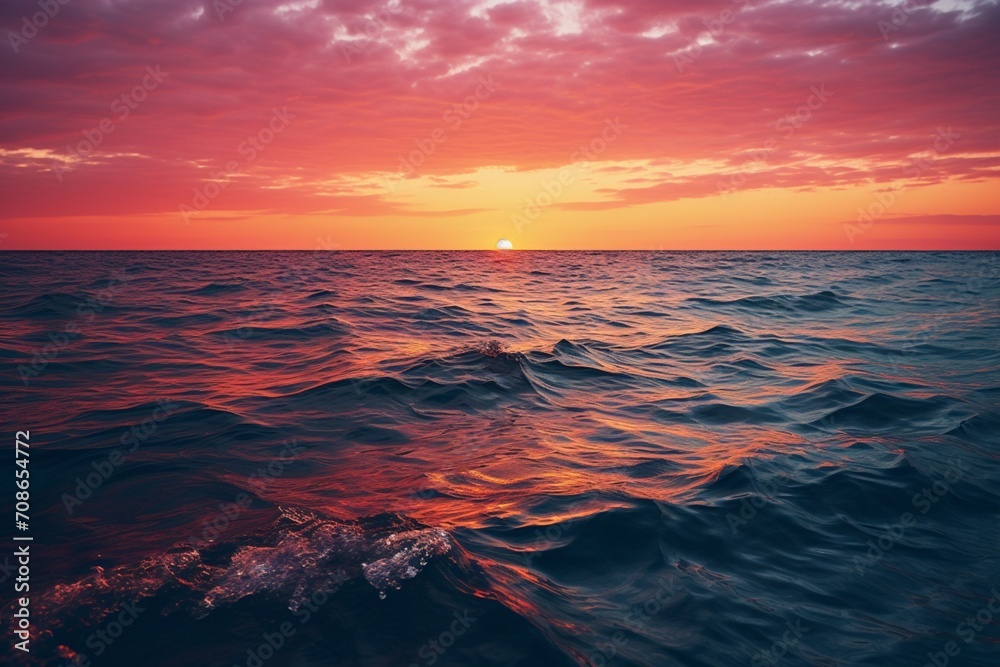 sunset over the sea water