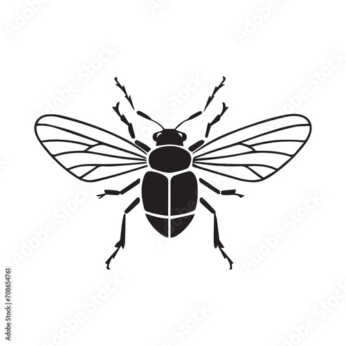 Bee flying butter style kit macro bug wing animal honey finder, flower nature kit vector illustration silhouette  © VectBox