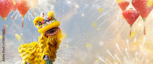 Lion dance on Chinese New Year celebration