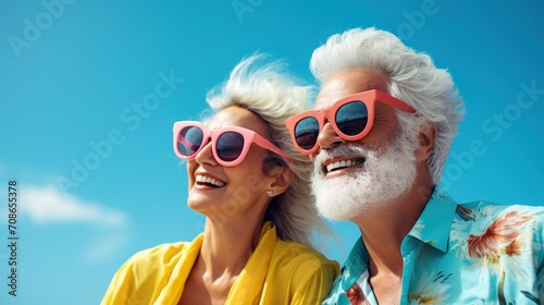 Happy retired couple enjoying the sunshine