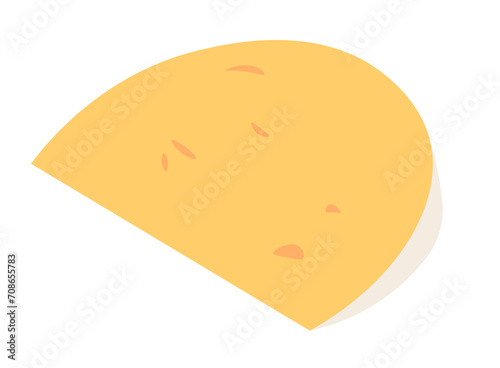 A rounded piece of sliced hard cheese. Vector illustration isolated on a white background