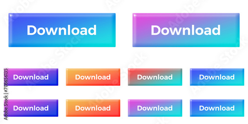 Set of Download buttons on white background