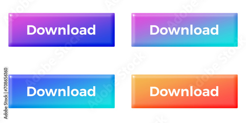 Set of Download buttons on white background