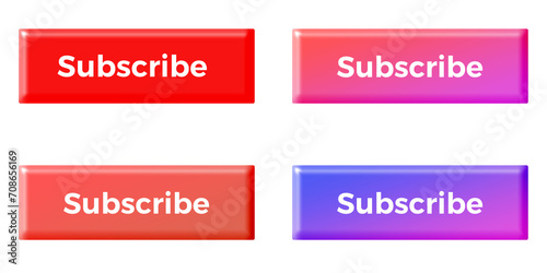 Set of Subscribe Buttons on white background