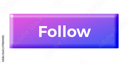 purple 3d follow button with a text