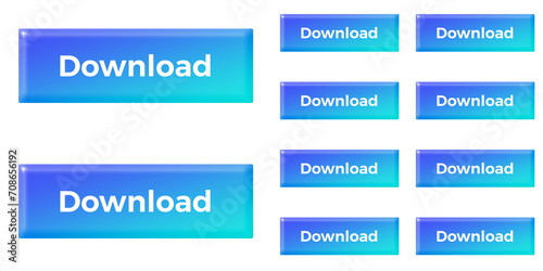 Set of Download buttons on white background