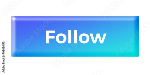 blue 3d follow button with a text