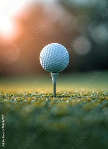 a golf ball is sitting on the tee at the top of the fairway