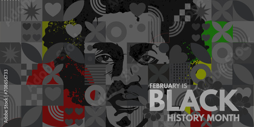 Black history month banner. Vector illustration