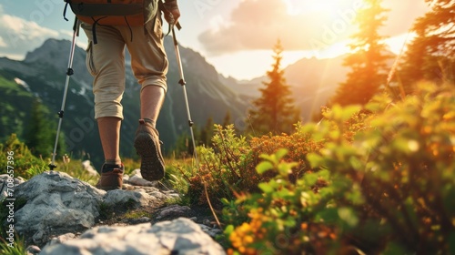 hiking advertisment background with copy space