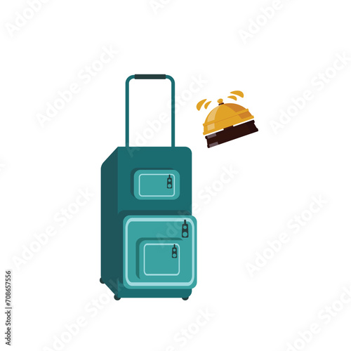 Blue travel bag with a hotel bell