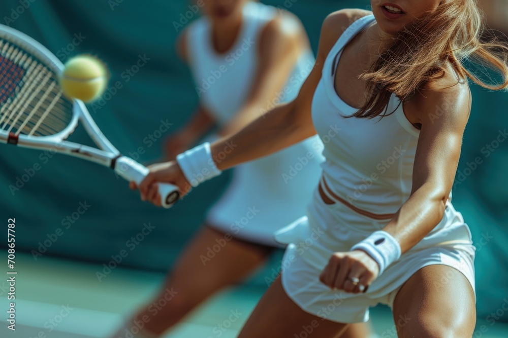 couple playing tennis at Sunday morning