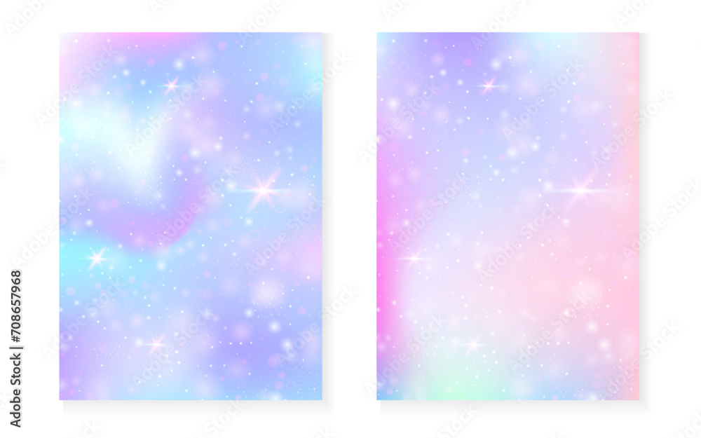 Princess background with kawaii rainbow gradient. Magic unicorn hologram. Princess background with kawaii rainbow gradient. Magic unicorn hologram.